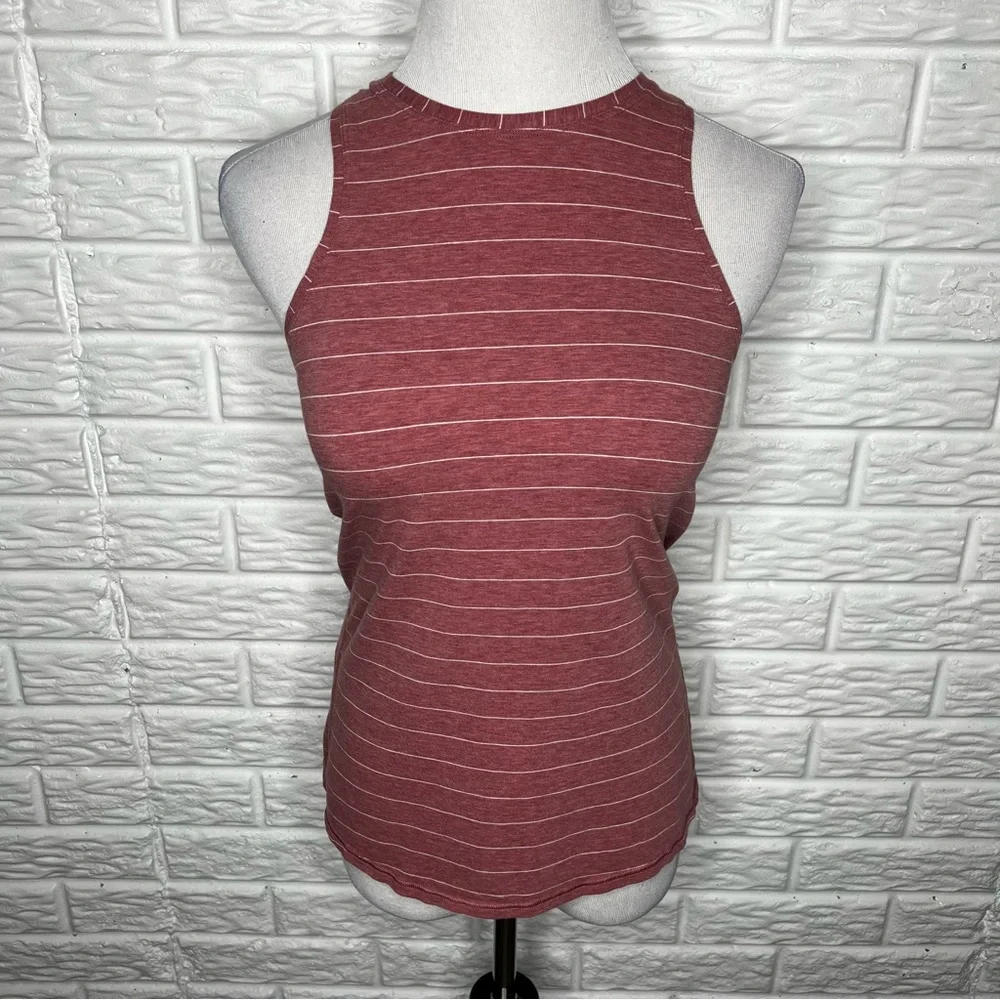 LULULEMON All Tied Up Athletic Tank Top Mauve Pink & White Stripe Size 2